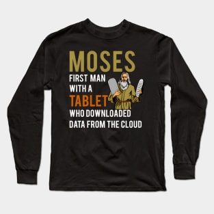 Jewish Passover Moses Tablet Data Cloud Computing Long Sleeve T-Shirt